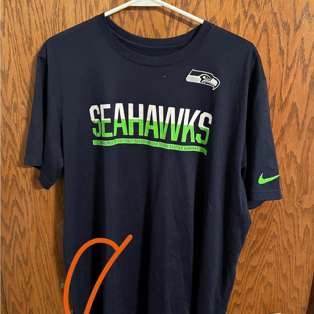 Nike Seahawks Navy Tee with Green Accents
